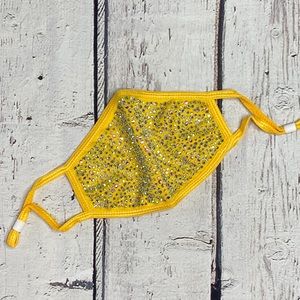 KIDS YELLOW Rhinestone Bling Face Mask